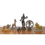 Group of pieces Indian, including a bronze Chova style model Shiva, 17cm high, three Kashmiri