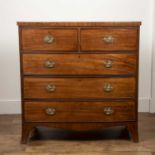 Mahogany crossbanded chest of bow fronted drawers Late 18th Century/early 19th Century, two over