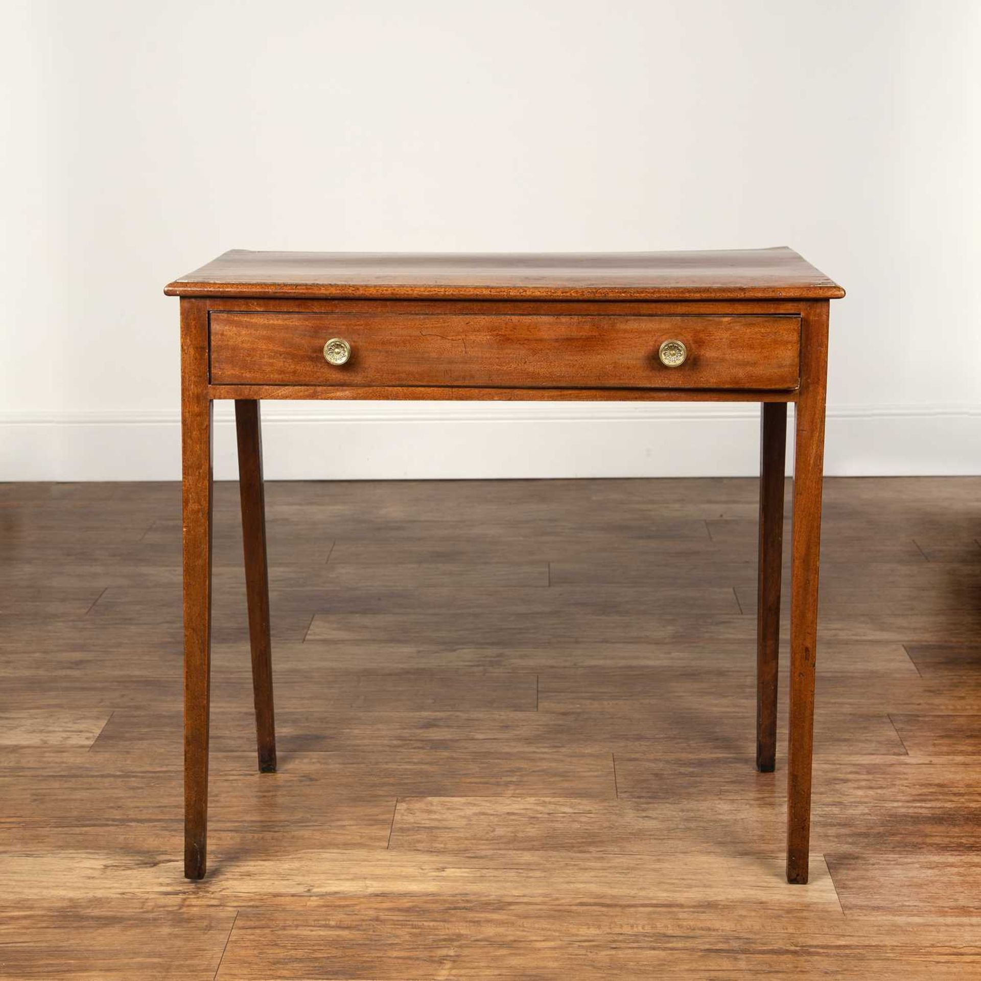 Mahogany side table 19th Century, with single long frieze drawer, with round brass handles, 80cm