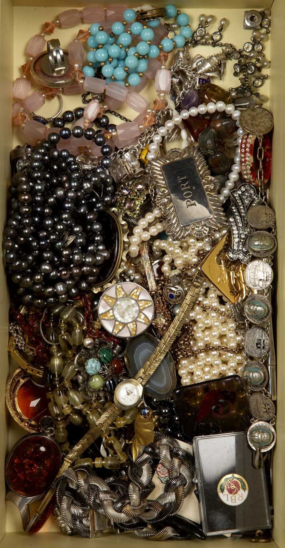 Large collection of costume jewellery comprising of: bracelets, necklaces, brooches, gold-plated - Image 3 of 4