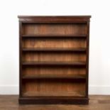 Mahogany open front large bookcase with four height-adjustable shelves, the outer frame with