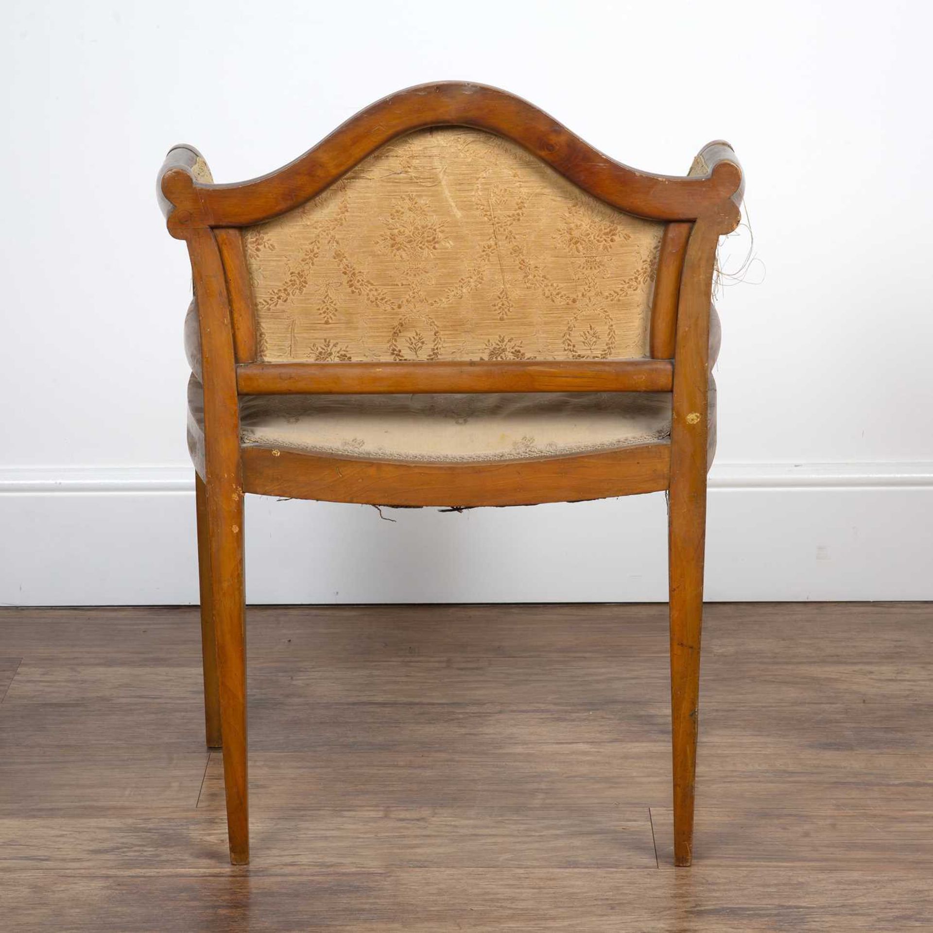 Satinwood painted armchair with low back, possibly French, having floral upholstery, 74.5cm high - Image 4 of 4