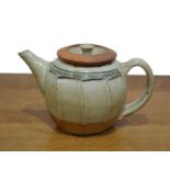 Richard Batterham (1936-2021) Studio pottery teapot and cover, ash glaze, unmarked, 12cm high