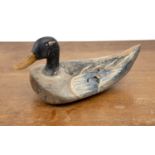 Decoy duck 20th Century, carved wood, with painted decoration, unsigned, 33cm wide x 15.5cm high