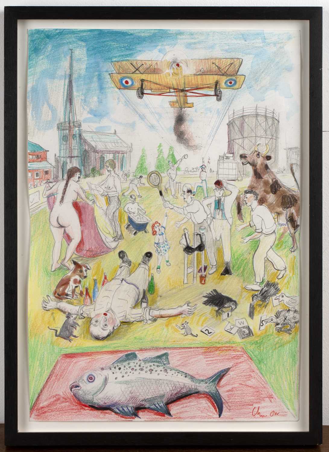 Chris Orr (b.1943) 'Untitled Village Fete', watercolour, signed lower right, 41cm x 28.5cmScuffs, - Image 2 of 3