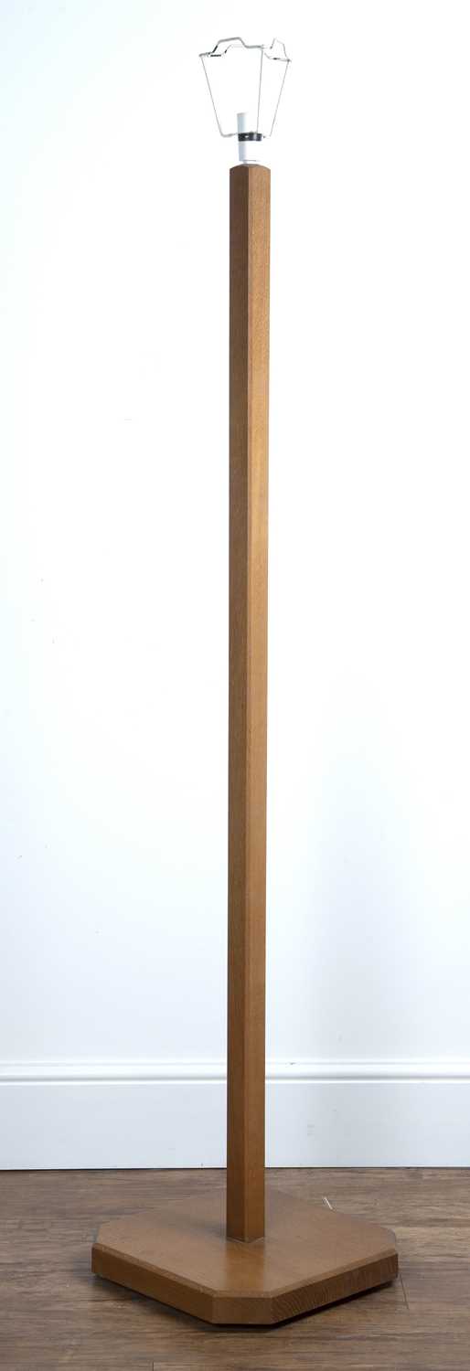 In the manner of Heals Oak, lamp standard, on square base with canted corners, 161cm high overall - Image 2 of 2