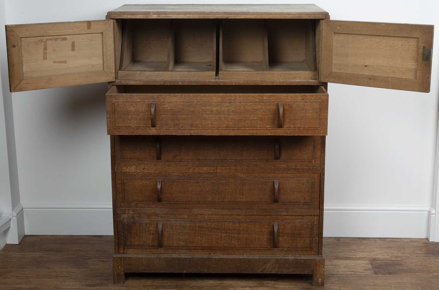 Attributed to Gordon Russell (1892-1980) oak, chest of drawers, with two doors enclosing slide - Image 7 of 7