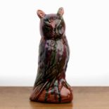 Contemporary ceramic model of an owl, with drip glaze, indistinctly signed and dated 2004 to the