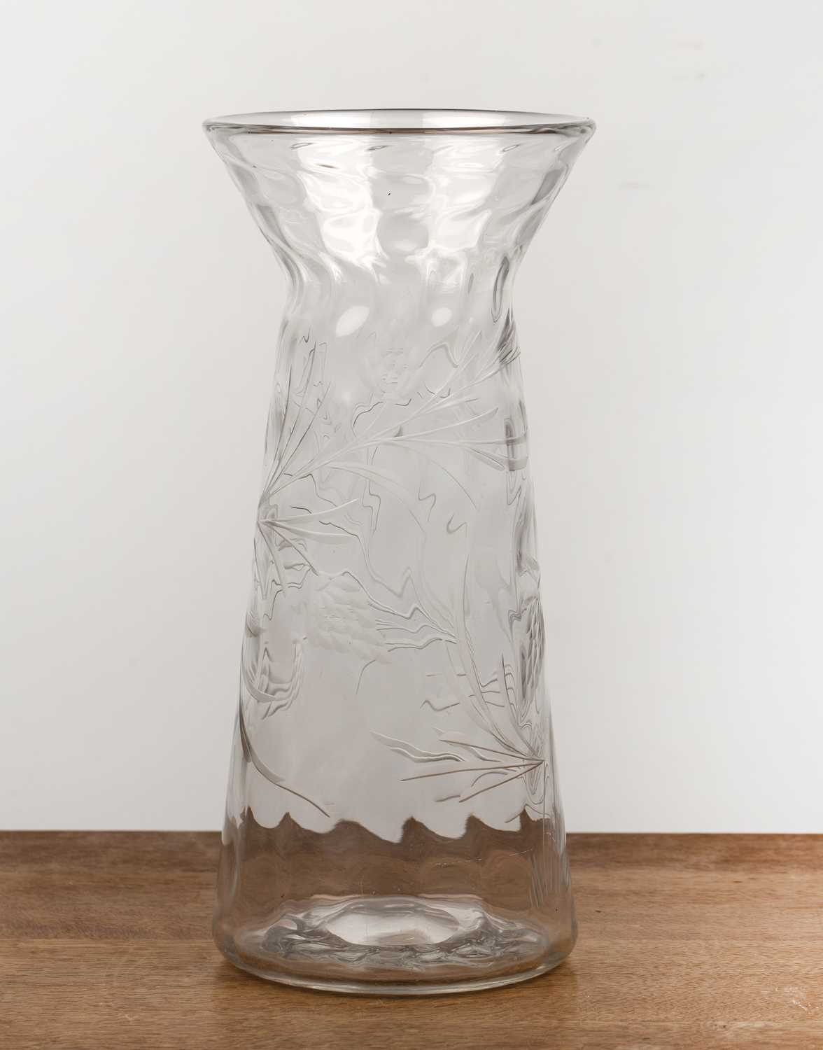 Attributed to Gertrude Jekyll for James Powell & Sons Munstead glass vase with etched decoration, - Image 2 of 7