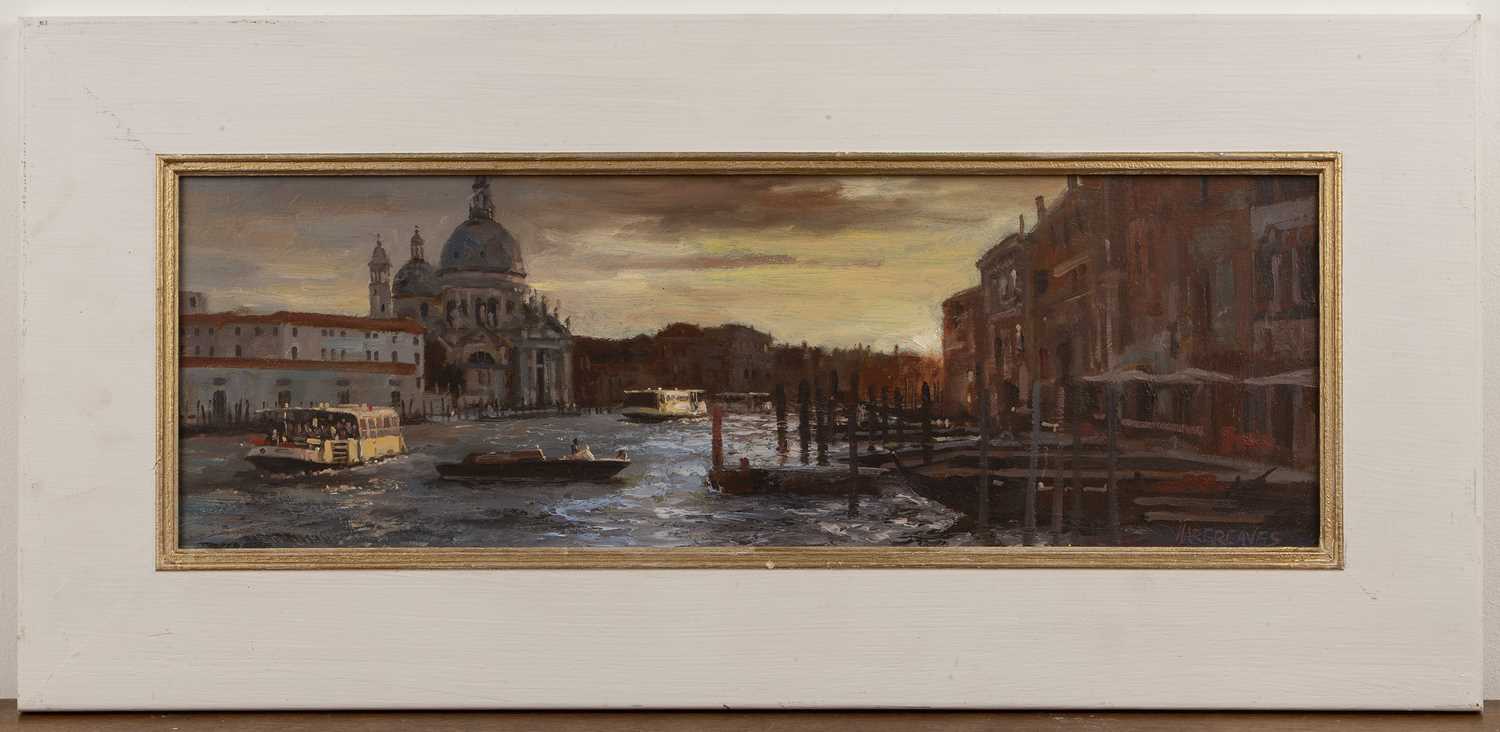 Ian Hargreaves (b.1957) 'Venice, Fading light', oil on board, signed lower right, 17cm x 51cmOverall - Image 2 of 3