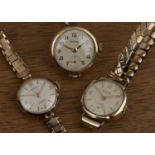 Collection of watches comprising of: a lady's 9ct gold Rotary watch on 9ct gold strap, 15g approx