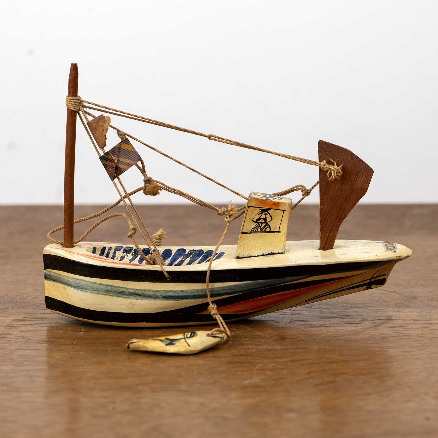 Sam Smith of Dartmouth (1908-1983) 'Executive', wooden model of a boat, with painted decoration, - Image 5 of 6