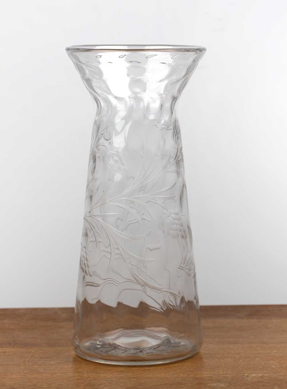 Attributed to Gertrude Jekyll for James Powell & Sons Munstead glass vase with etched decoration, - Image 6 of 7
