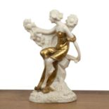 After Louis Beataux 'Untitled Art Nouveau lady' resin figure group with gilded decoration, impressed