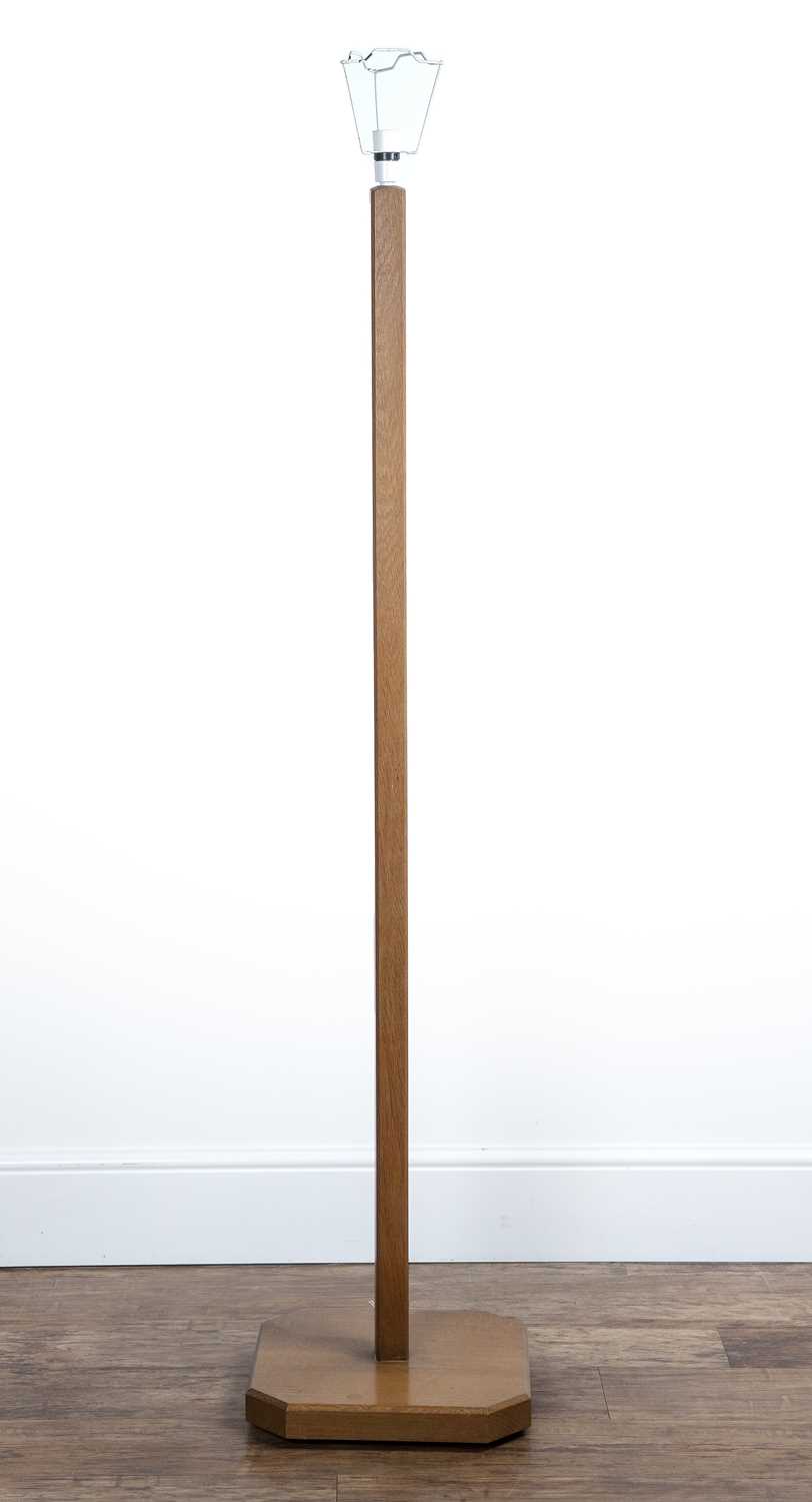 In the manner of Heals Oak, lamp standard, on square base with canted corners, 161cm high overall