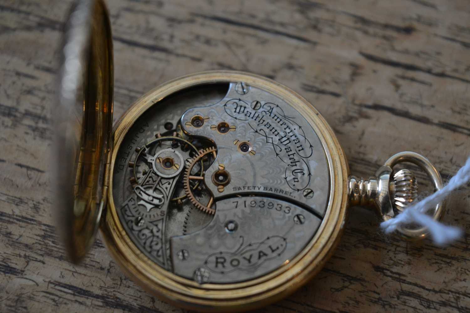 14k gold cased Waltham full hunter pocket watch the cover concealing a white enamel dial with - Image 6 of 9