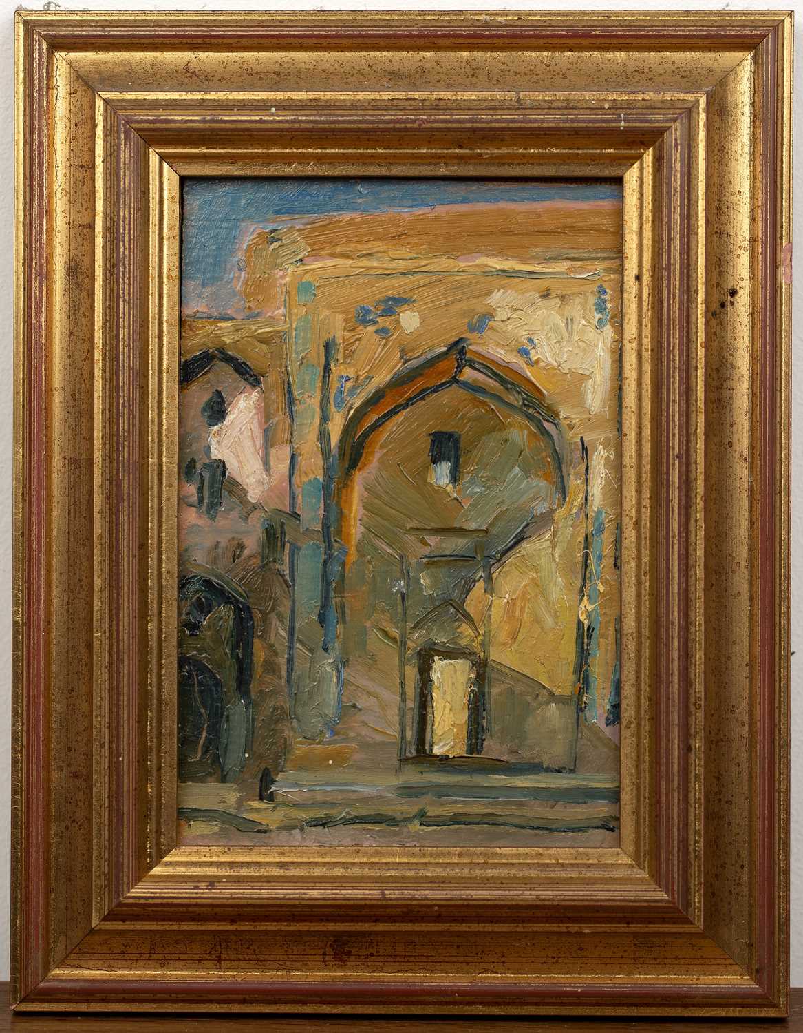 Daniel Yakovleivich Cherkes (Russian School 1899-1971) 'Medresa Mazari Khan', oil on canvas, - Image 2 of 3