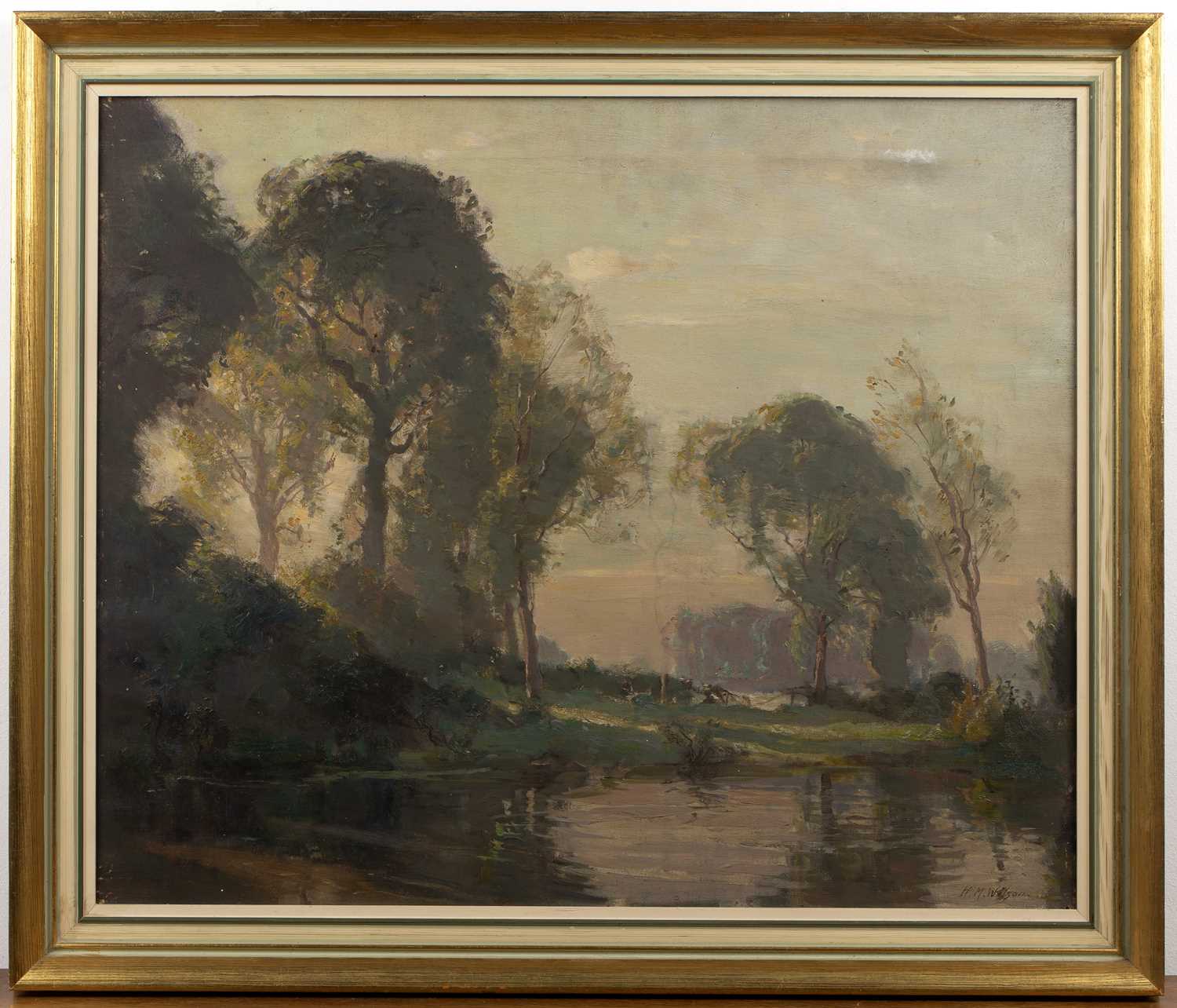 Henry Mitton Wilson (1873–1923) 'Near St. Albans landscape', oil on canvas, signed lower right, 49cm - Image 2 of 3