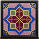 Attributed to Spode Aesthetic movement framed tile, with gilded decoration, 28.5cm x 28.5cm
