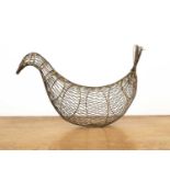 20th Century wirework model of a bird, possibly Danish, unsigned and unmarked, 22cm high overall x