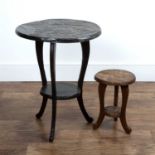 Liberty & Co Two 'Japanese' occasional tables, the tallest with a circular top, marked '124' to