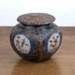 In the manner of Tatsuzo Shimaoka (1919-2007) studio pottery, vase and cover, with floral roundel