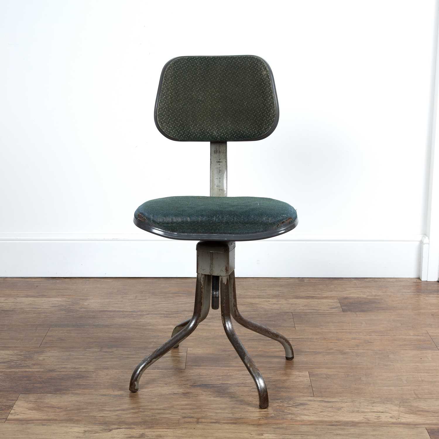 Evertaut industrial factory stool or chair, marked 'Pat no 972.460' 'Pat nos 752215, 839143'