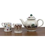 Collection of Emma Bridgewater ceramics comprising of: a large spongeware teapot decorated with