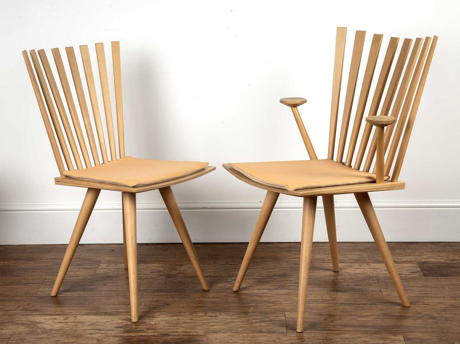 Foersom & Hiort-Lorenzen for Fredericia set of four lacquered beech 'Mikado' chairs, comprising of - Image 3 of 4