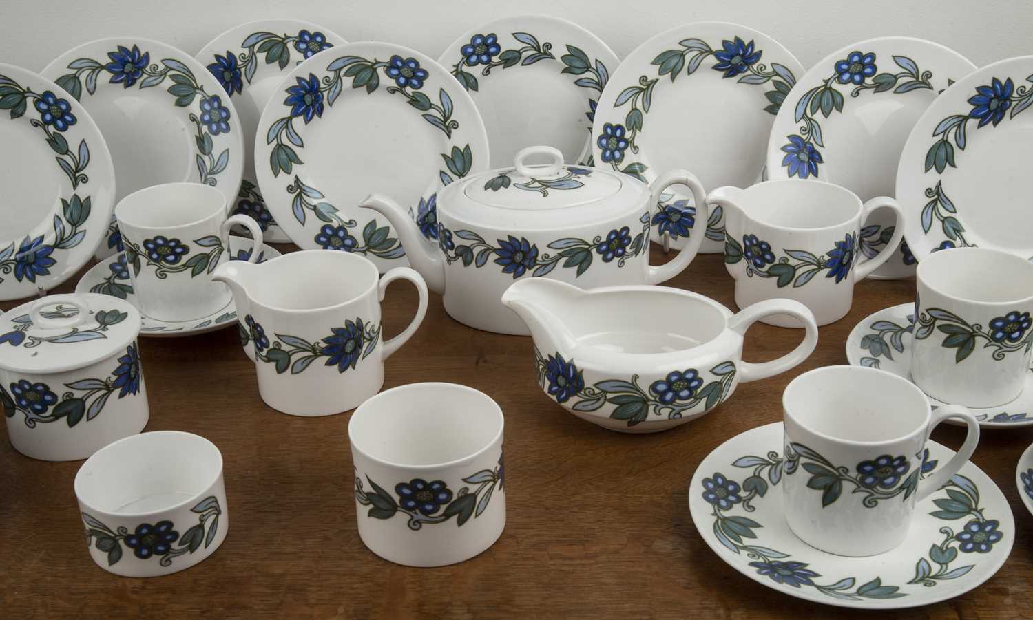 Susie Cooper (1902-1995) 'Art Nouveau blue' pattern part tea or coffee set, comprising of a - Image 2 of 4