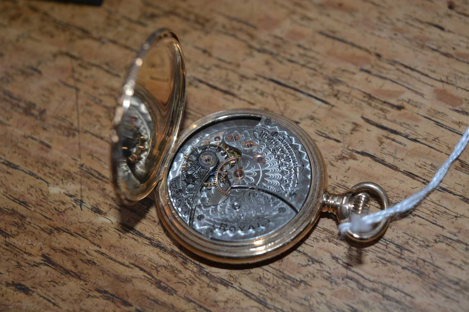 14k gold cased Waltham full hunter pocket watch the cover concealing a white enamel dial with - Image 4 of 9