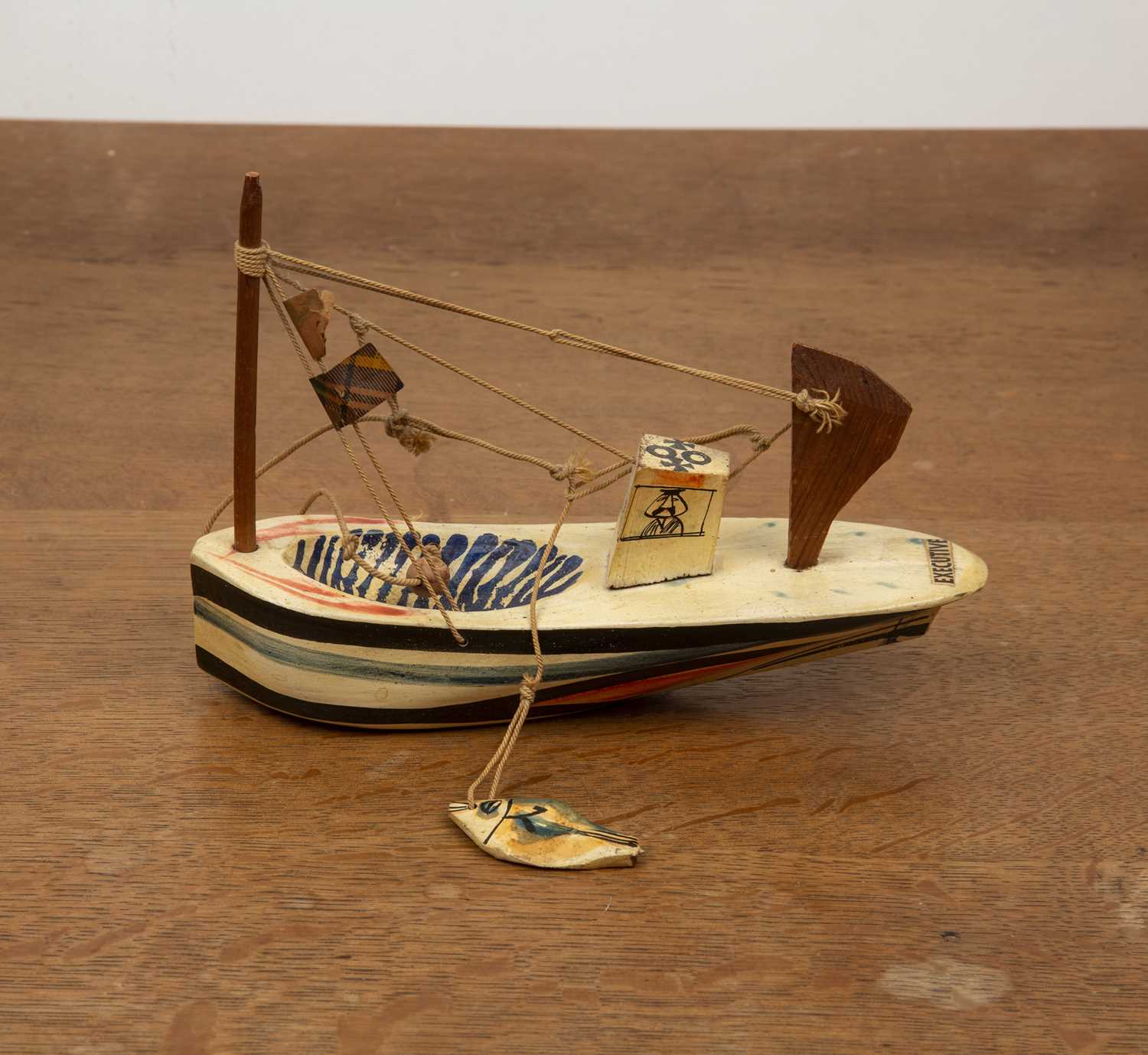 Sam Smith of Dartmouth (1908-1983) 'Executive', wooden model of a boat, with painted decoration, - Image 2 of 6