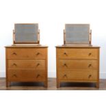 Gordon Russell (1892-1980) Pair of oak 'Coxwell' chest of drawers, design number 836, 91cm wide x
