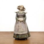 Edmond Lachenal (1855-1930) 'Dutch girl' pottery figure, signed 'Lachenal' to the reverse, 26.5cm