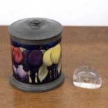Moorcroft pottery 'Wisteria' pattern tobacco jar with cover, marked 'Tudric, Moorcroft, 01329,