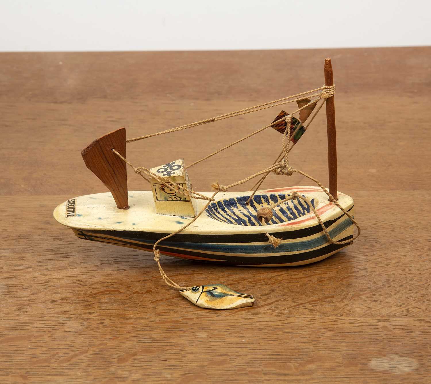 Sam Smith of Dartmouth (1908-1983) 'Executive', wooden model of a boat, with painted decoration,