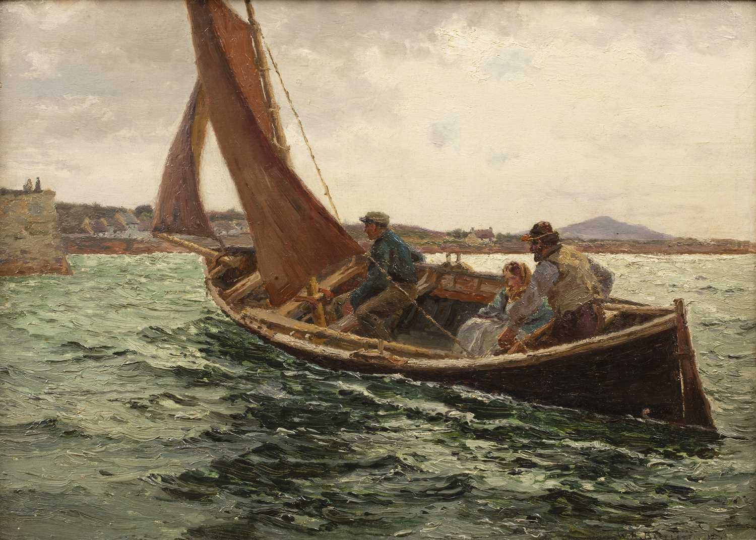 William Henry Bartlett (1858-1932) 'Untitled boating scene with figures', oil on panel signed and