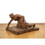 Peter Laszlo Peri (1899-1967) 'Untitled figure with bucket on steps', ceramic figure, signed '
