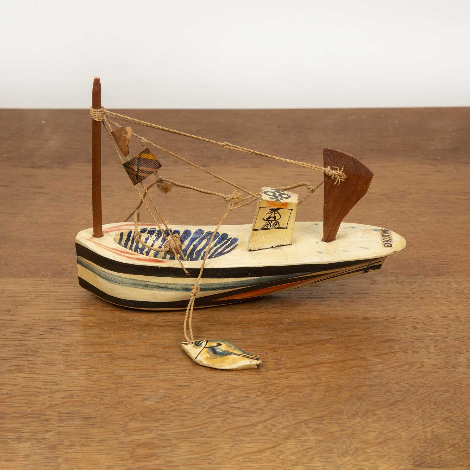 Sam Smith of Dartmouth (1908-1983) 'Executive', wooden model of a boat, with painted decoration, - Image 3 of 6