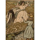 After Lucien Pissarro (1863-1944) 'In the Field', coloured wood cut print, 10 x 7cm; together