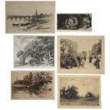 A collection of twelve various etchings to include works by: Seymour Hadden (X2); D.Y. Cameron;