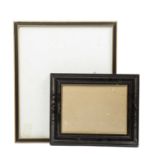 A set of four ebonised and gilt Hogarth frames, rebate sizes 56 x 68.5cm; and one further ebonised