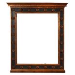 A Renaissance style giltwood and composition tabernacle frame with stepped and projecting cornice,