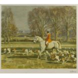 After A.J. Munnings The Hunt, print in colours, published by Frost & Reed c.1931, pencil signed in