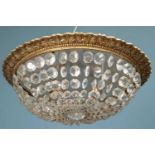 A French Art Deco brass and faceted glass basket ceiling light