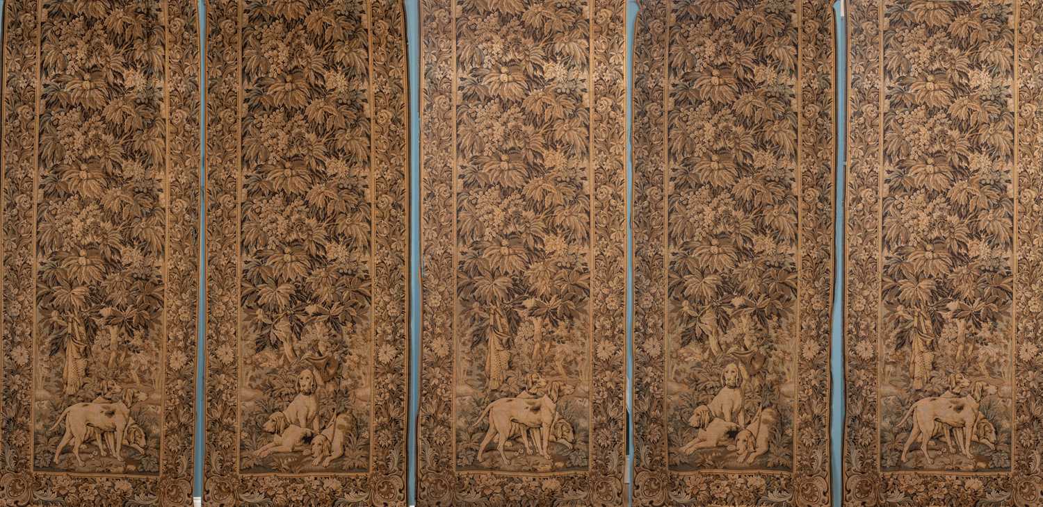 A set of five tapestry style panels