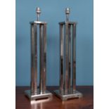 A pair of Art Deco style chrome plated table lamps