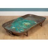 A large 19th century copper kitchen drip tray