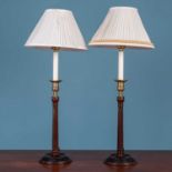 A pair of Georgian style hardwood table lamps