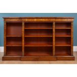 A Victorian walnut low breakfront bookcase